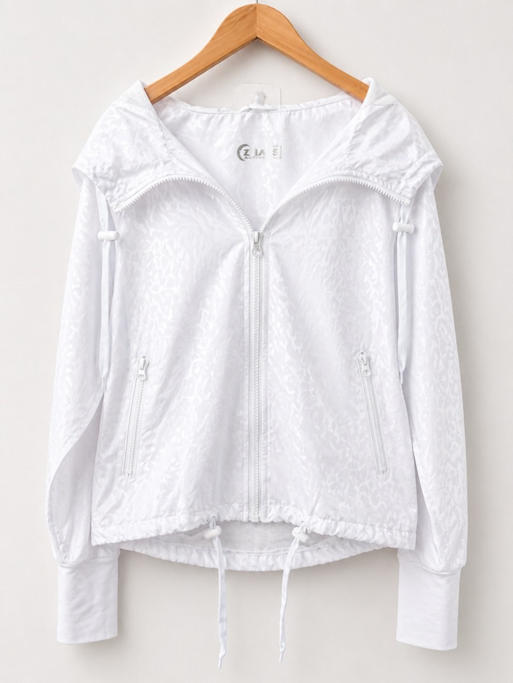 White Lightweight Hooded Zip - Up Athleisure Windbreaker Jacket